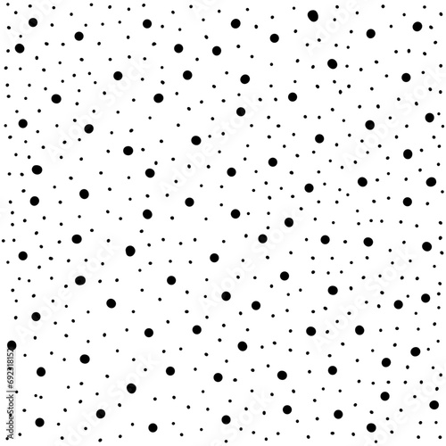 Abstract dotted seamless pattern. Doodle snow or polka dot background. Vector irregular texture with random hand drawn spots.