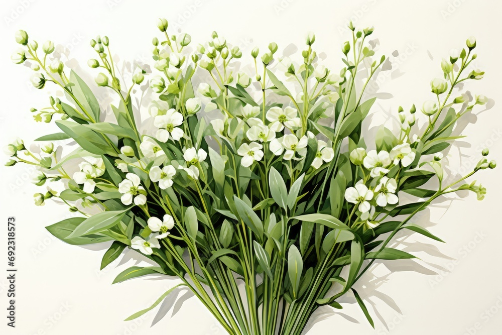 Fototapeta premium Babys breath bunches illustration. Sage green color. No background
