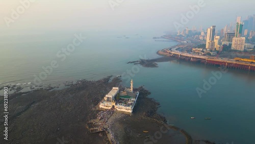 Haji Ali Dargah - Mumbai Drone Footage, India Mumbai's Stunning Aerial view, photo