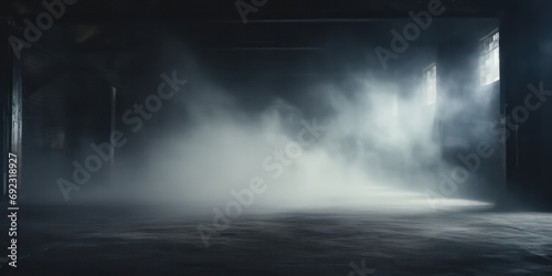 Smoke billows across a floor, with a hazy and defocused fog creating an atmospheric ambiance © Nattadesh