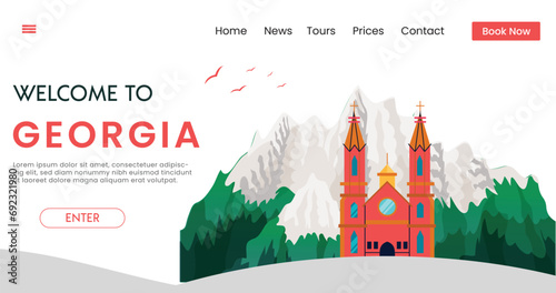 Welcome to Georgia background vector illustration. Travel and Tourism poster. Abstract Landing Page