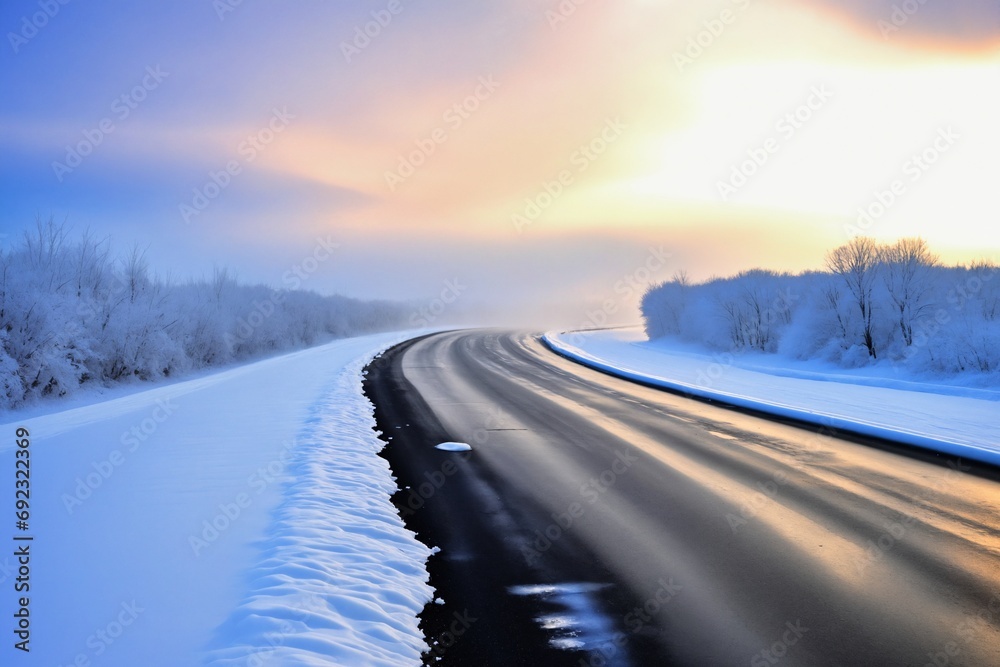 Winter ice and snow roads