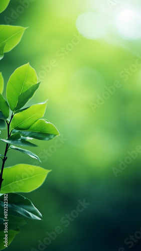 Closeup of beautiful nature view green leaf on blurr bright wallpaper