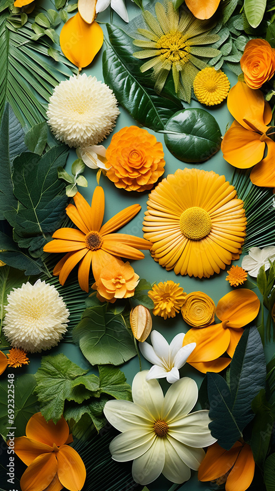 Creative nature layout made of tropical leaves Creative nature layout made of tropical leaves