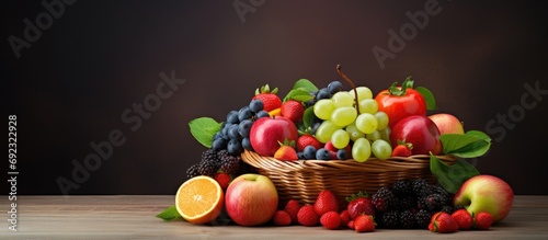 basket with fresh fruits