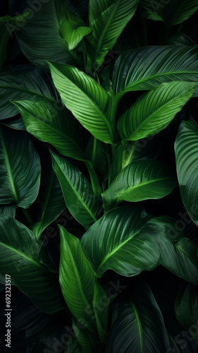 leaves of Spathiphyllum cannifolium abstract green decoration