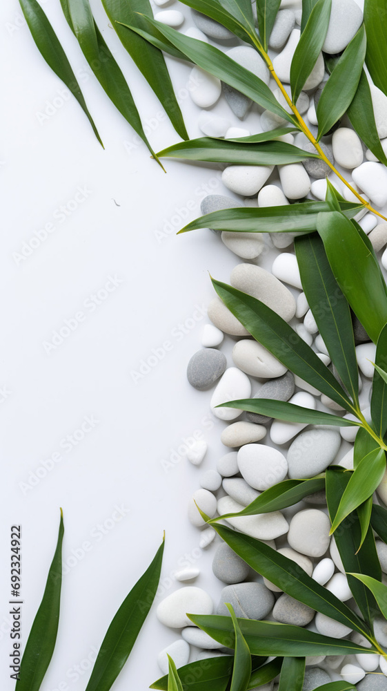 White paper with tropical leaf frame White paper with tropical leaf frame
