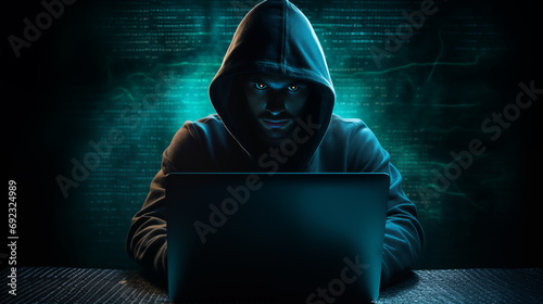 Hacker in the hood, hacker in the darkroom, internet security concept, hacking, online virus infection