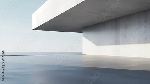 3d render of abstract futuristic architecture with empty concrete floor