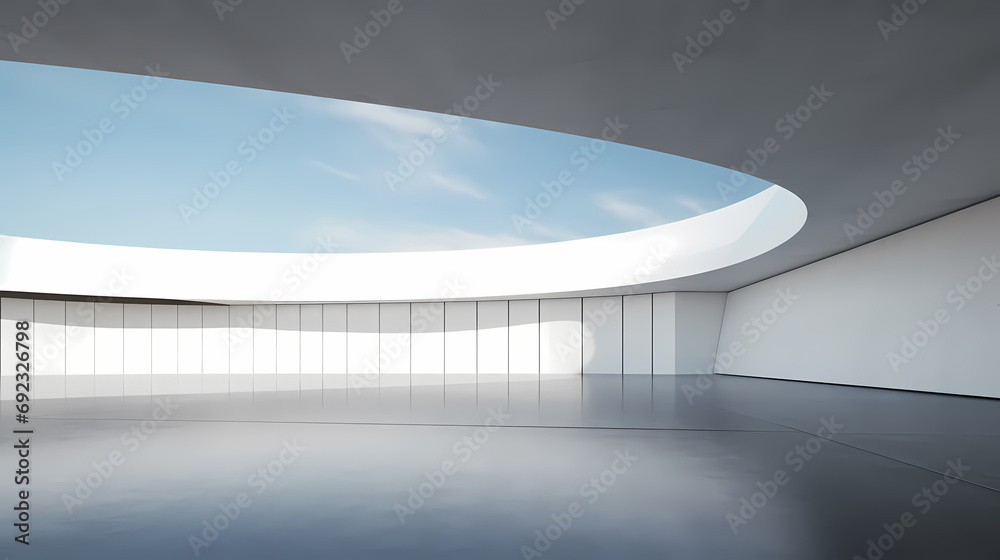 Obraz premium 3d render of abstract futuristic architecture with empty concrete floor