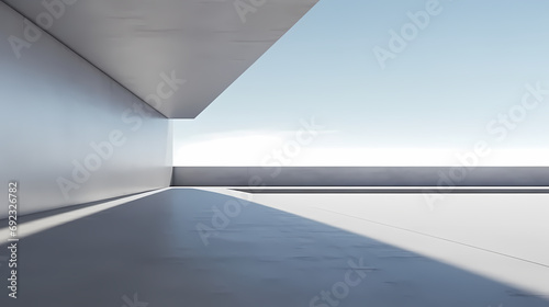 3d render of abstract futuristic architecture with empty concrete floor