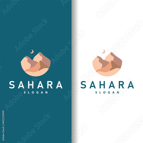 Vector illustration landscape desert logo design with desert hills sand simple