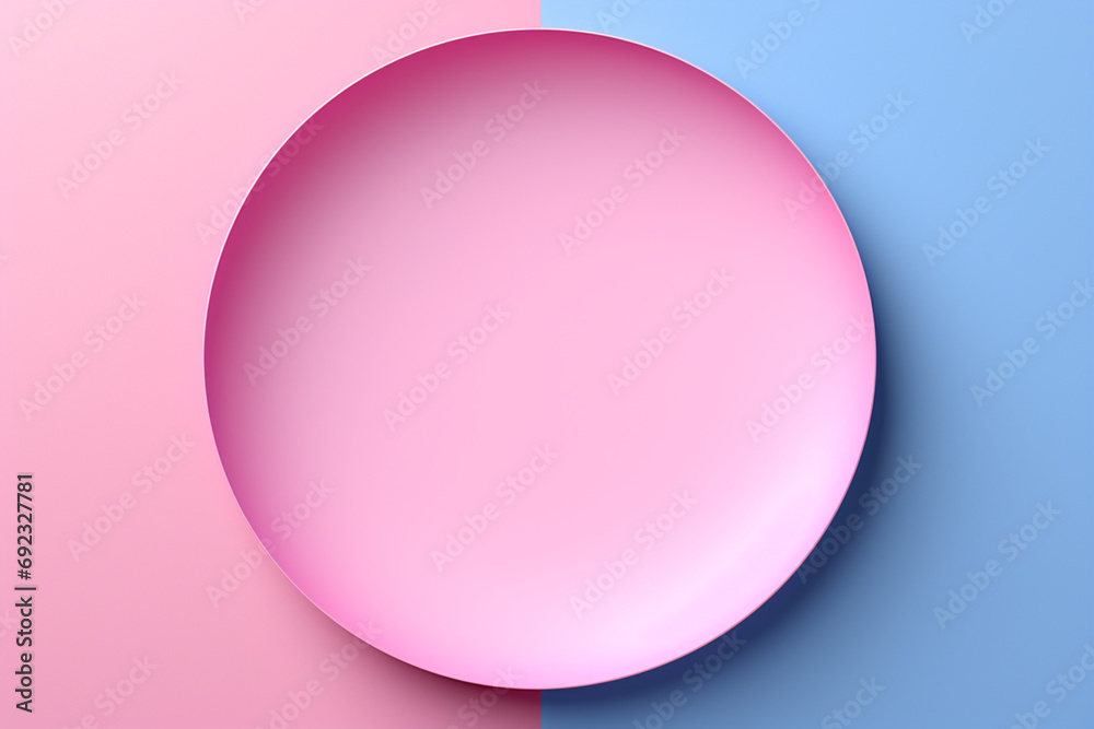 illustration of a pink circle frame on wall