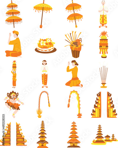 Orange Nyepi Illustration Set