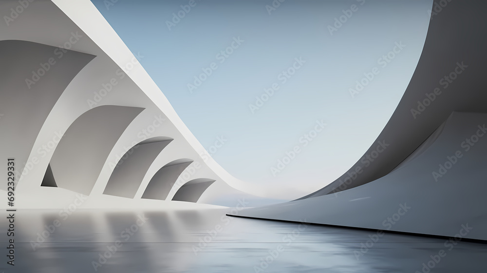 3d render of abstract futuristic architecture with empty concrete floor 3d render of abstract futuristic architecture with empty concrete floor