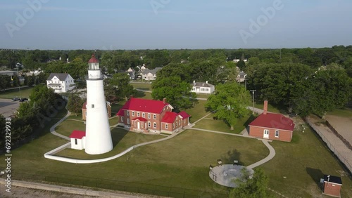 Fort Gratiot Lighthouse, Port Huron, Michigan, USA, on the shore of Lake Huron photo