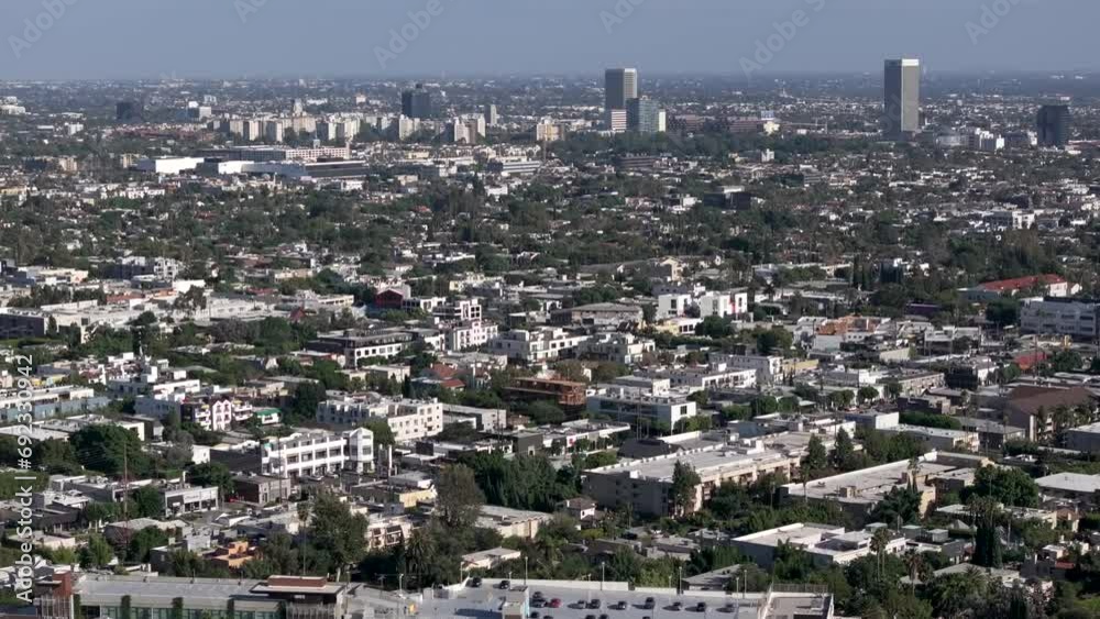 West Hollywood Aerial Few Over Sunset Boulevard. Push Forward, Establishing Shot West Hollywood Aerial Few Over Sunset Boulevard. Push Forward, Establishing Shot