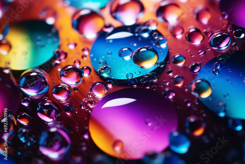 Abstract wallpaper with neon water drops on a neon background