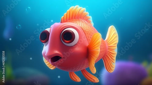 A cute cartoon fish Ai Generative