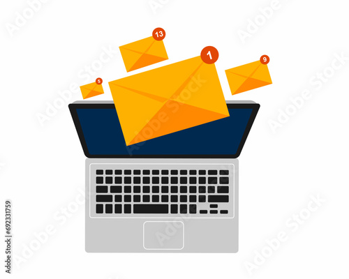 E mail marketing sent to email online messenger or internet application vector illustration
