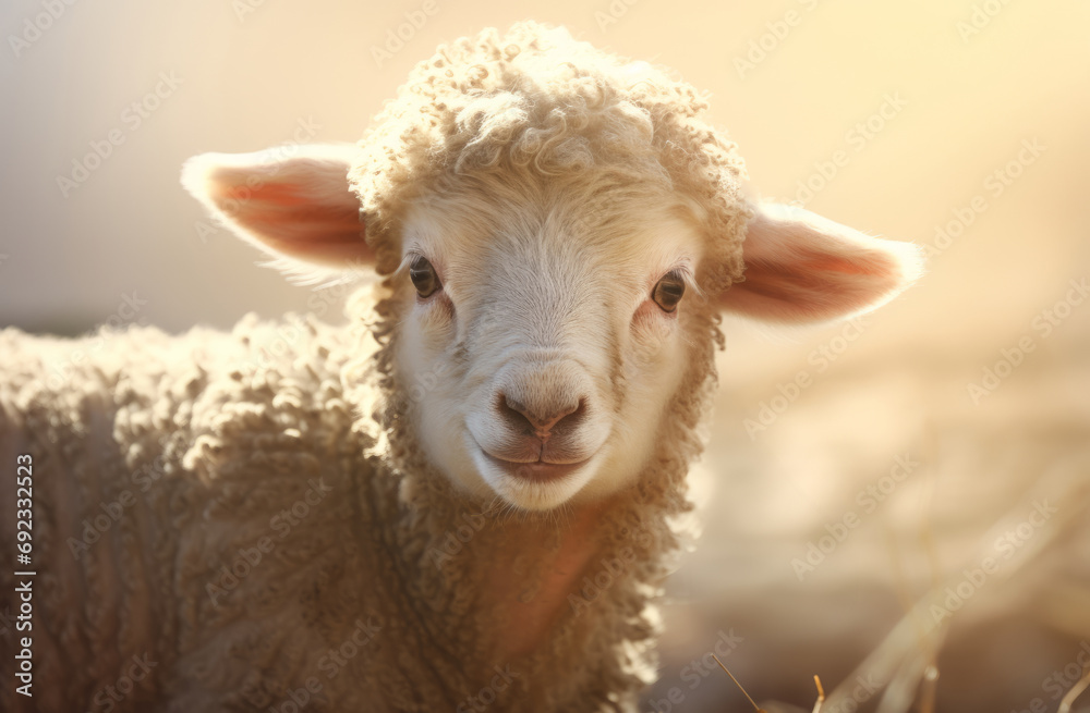 Young Sheep Portrait in Soft Light