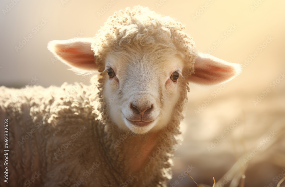 Young Sheep Portrait in Soft Light Young Sheep Portrait in Soft Light