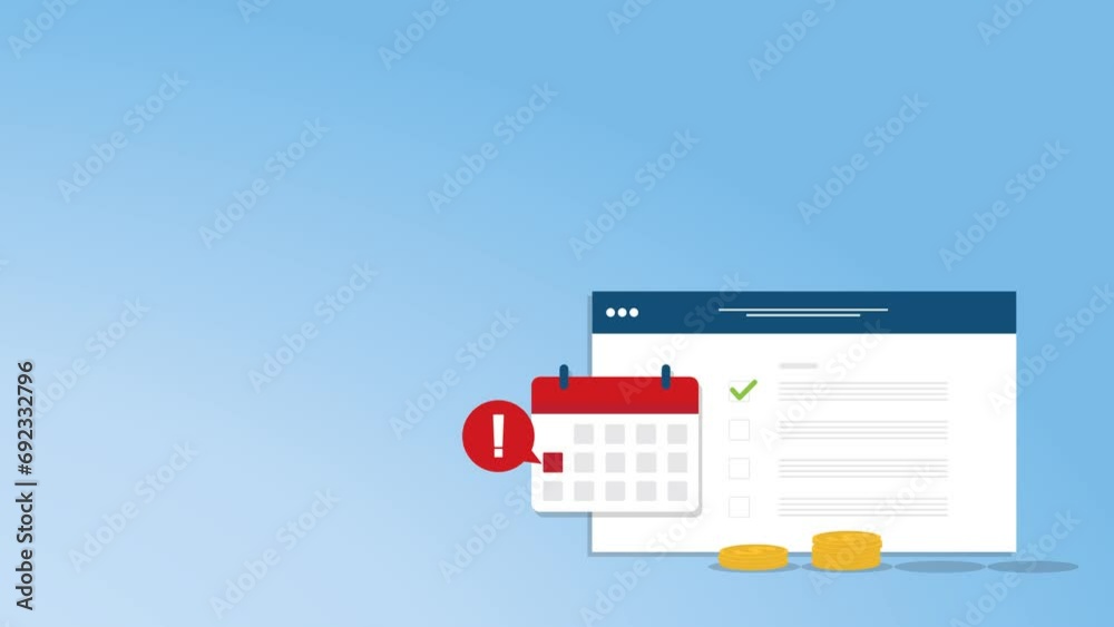 Money payment date schedule or agenda in calendar. Tasks list and cash schedule alert notification, idea of tax or credit loan pay time, budget or financial plan.  