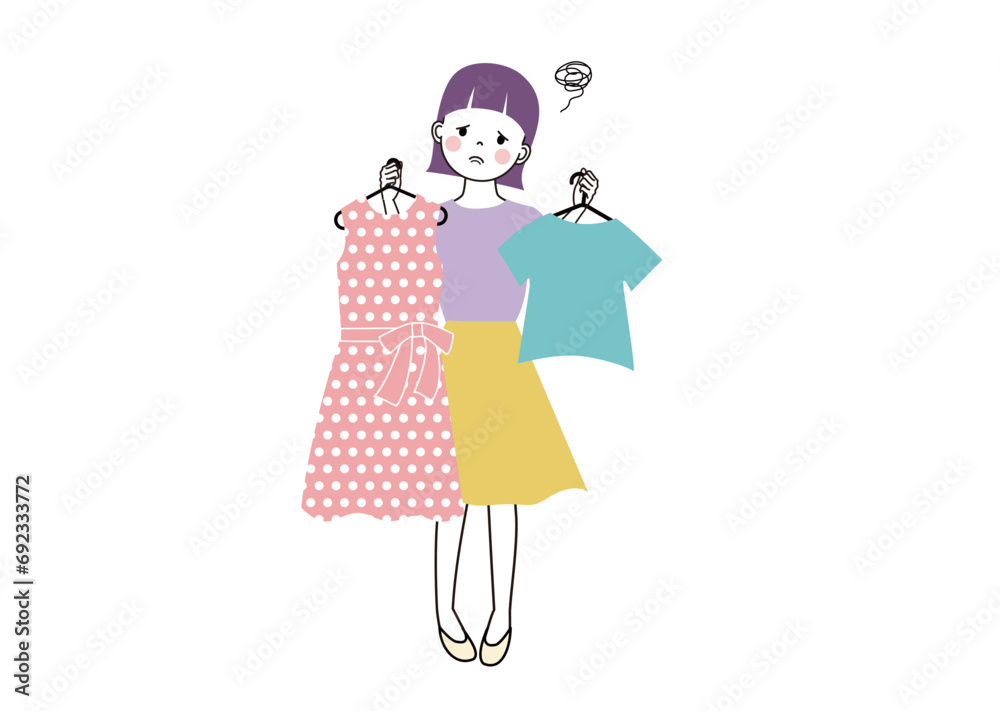 Fototapeta premium ファッション迷子 どんな服が似合うかわかなくて困っている女性