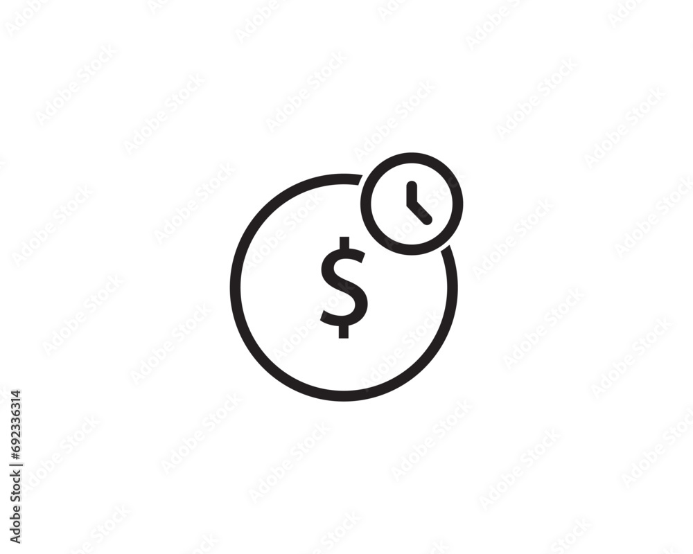 Time is money finance icon vector symbol design isolated illustration Time is money finance icon vector symbol design isolated illustration