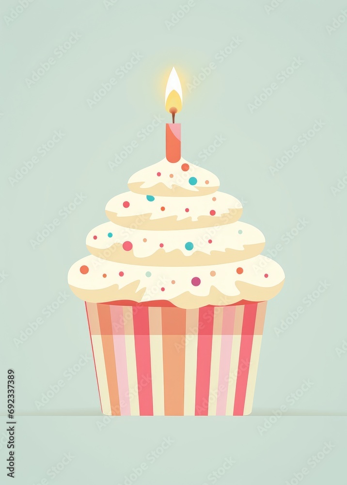Birthday card with funny cupcake and copy space Birthday card with funny cupcake and copy space