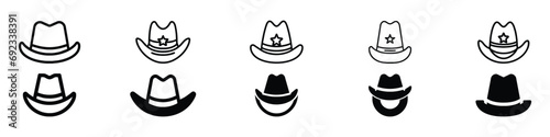 Leinwand Poster cowboy hat icon, cowboy cap icon, Western cowboy hat icon outline vector in black color