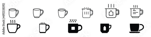 Cup line icon set. Coffee mug vector line icon, Cup of coffee icon. Cup flat icon. Coffee line icon. Drink, glass, tea, water, chocolate, coffee cup, kitchen, restaurant, Mug icon