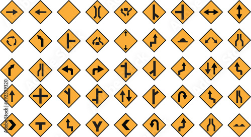 Road sign. Traffic colorful icon collections vector illustration.