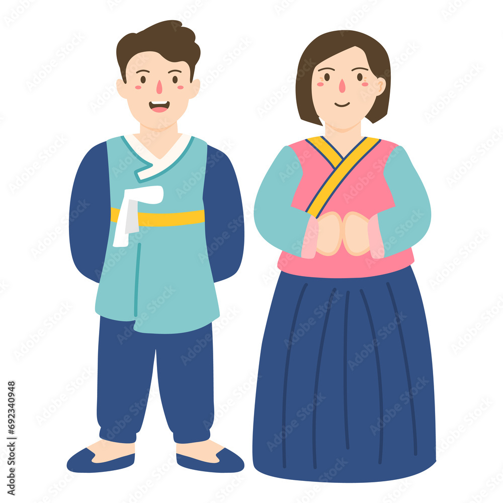 Obraz premium A korean couple in hanboks
