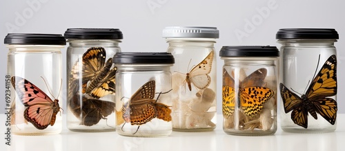 Fotografia Pantry moths can infest various containers by chewing through plastic and maneuvering along lids