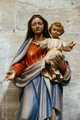  Church of St. Theodule. Virgin Mary and child statue. Sion. Switzerland.