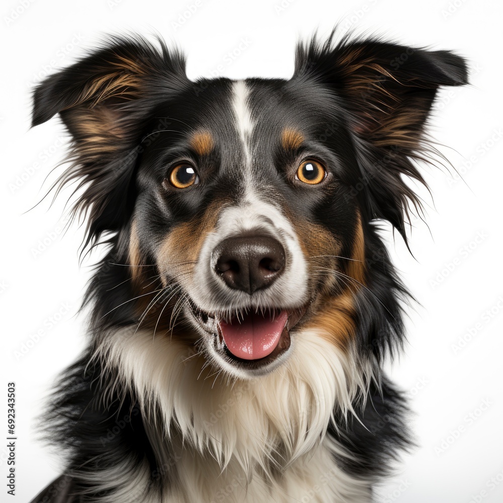 Close Border Collie White, White Background, For Design And Printing