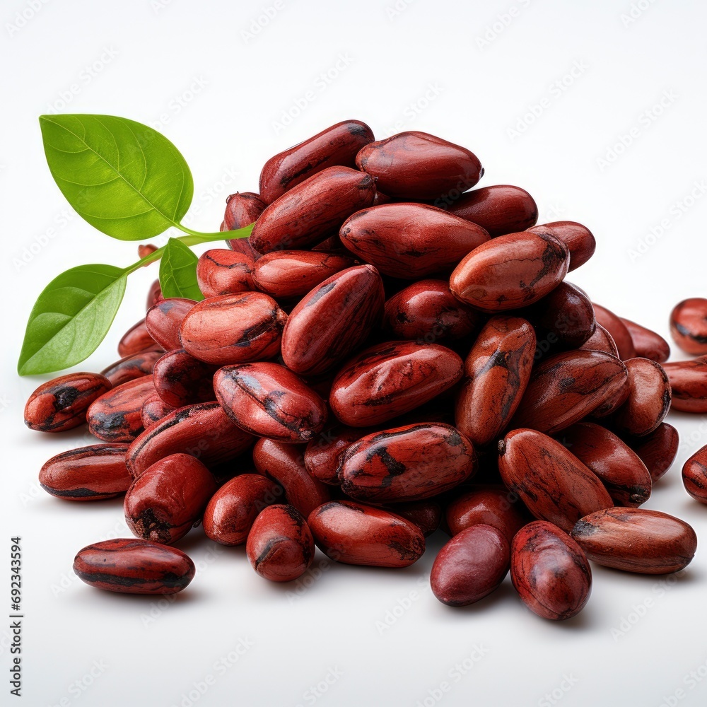 Cocoa Beans Pod White, White Background, For Design And Printing Cocoa Beans Pod White, White Background, For Design And Printing