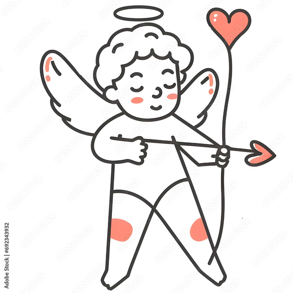 Fototapeta premium Cupid archery on Valentine's Day, cute cupid illustration