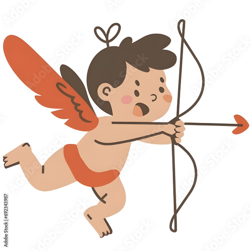 Cupid archery on Valentine's Day, cute cupid illustration