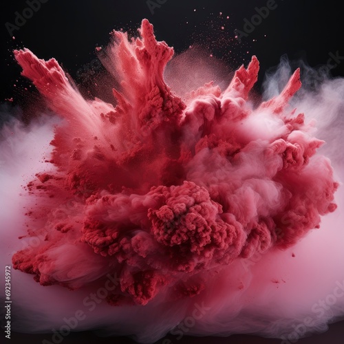 Freeze Motion Red Powder Exploding Isolated, White Background, For Design And Printing
