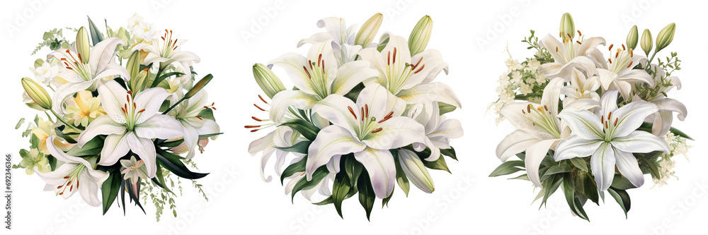 Obraz premium white lily set transparent background.