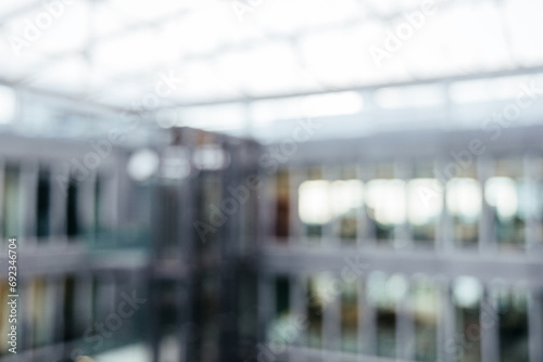 Konstfotografi Beautiful blurred background of a light modern office with beautiful lighting
