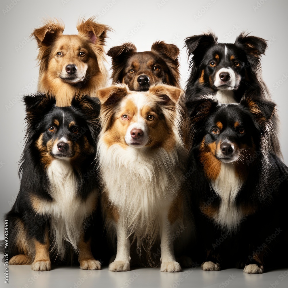 Group Dogs On White Background, White Background, For Design And Printing