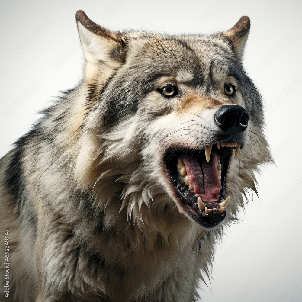 Howling Gray Wolf White, White Background, For Design And Printing Howling Gray Wolf White, White Background, For Design And Printing