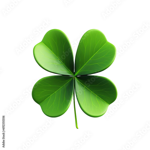 Lucky shamrock grass, four leaf clover isolated on white transparent, PNG. 