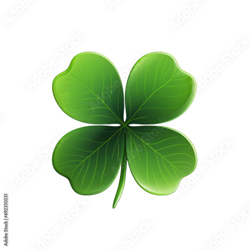 Lucky shamrock grass, four leaf clover isolated on white transparent, PNG. 