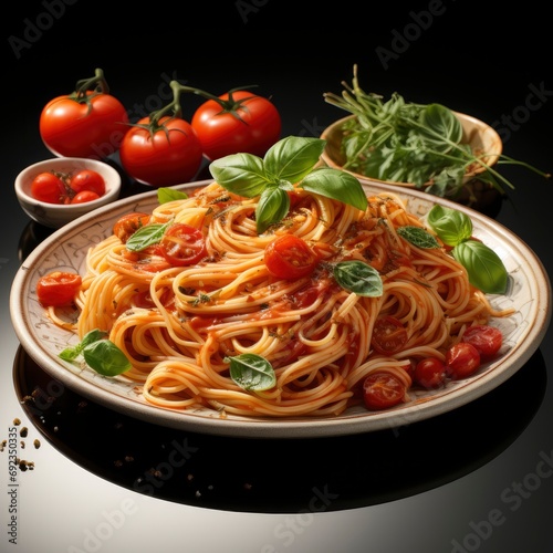 Italian Food Ingredients Cooking Spaghetti Pasta, White Background, For Design And Printing