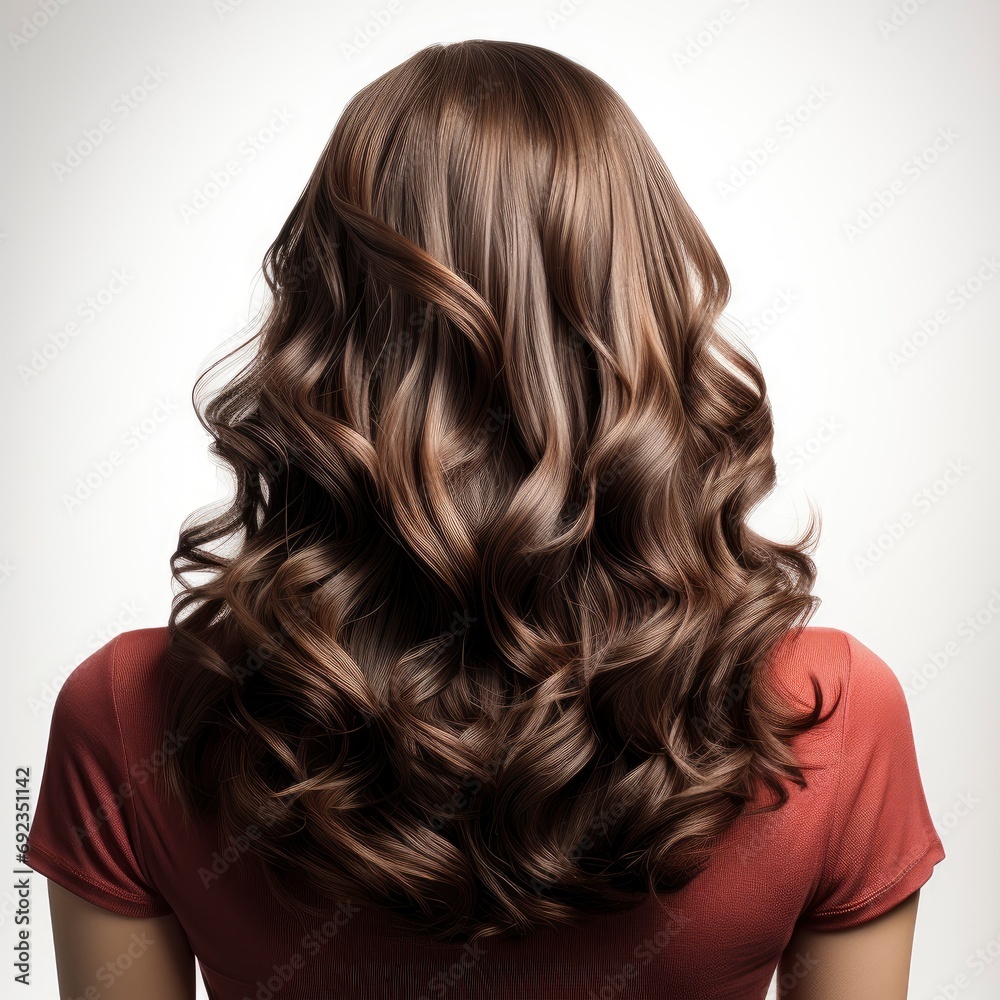 Natural Looking Dark Brunet Wig On, White Background, For Design And Printing Natural Looking Dark Brunet Wig On, White Background, For Design And Printing
