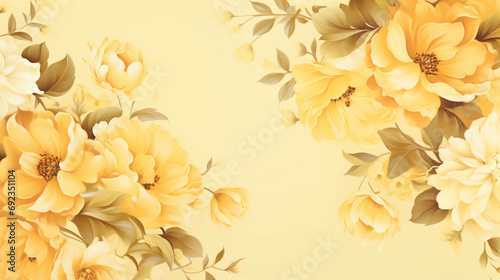 The floral wallpaper is a combination of light yellow and white that is pleasing to the eye. There is a field for entering text.